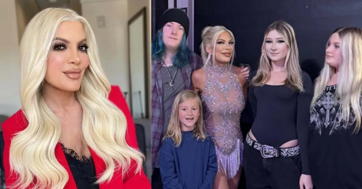 Tori Spelling e os filhos.