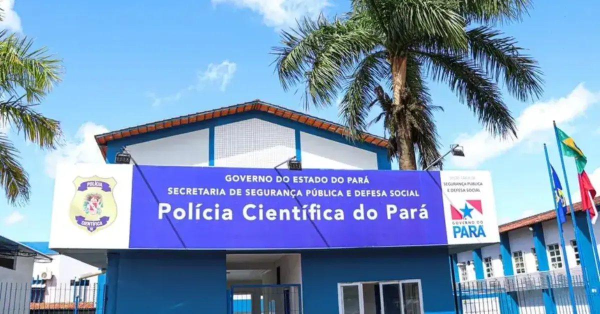 Sede da Polícia Civil do Pará, em Belém; o caso segue sob apuração das autoridades, que aguardam o laudo do IML para esclarecer a causa da morte