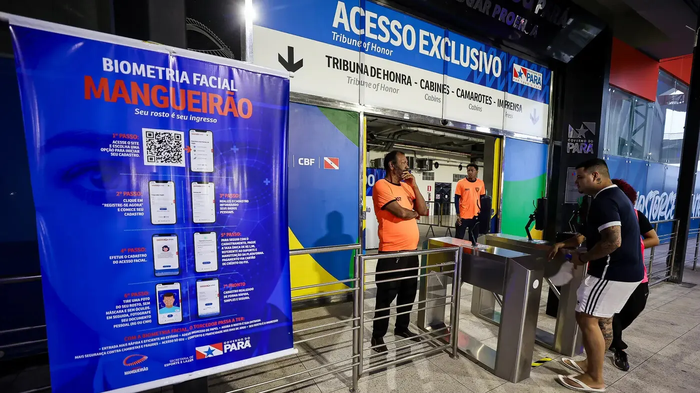O acesso ao estádio Mangueirão será exclusivamente por meio de biometria facial neste domingo (8), para o clássico Remo e Paysandu.