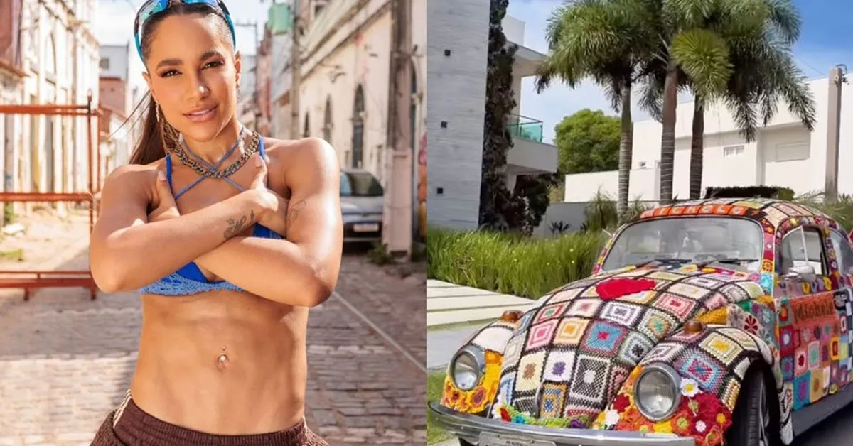 Cantora realizou sonho de ter carro "vestido" com crochê