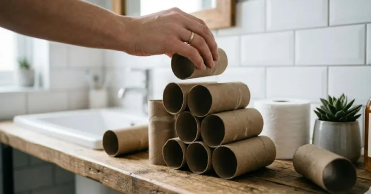 Tubos de papel viram organizador de cabos eficiente