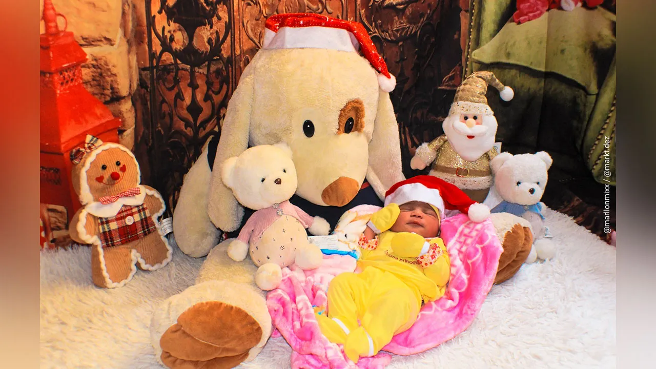 Os recém-nascidos foram fotografados em um ambiente cuidadosamente preparado, seguindo rigorosamente todos os protocolos de segurança