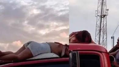 Caçamba foi a cama ideal para a mulher tirar aquele sono