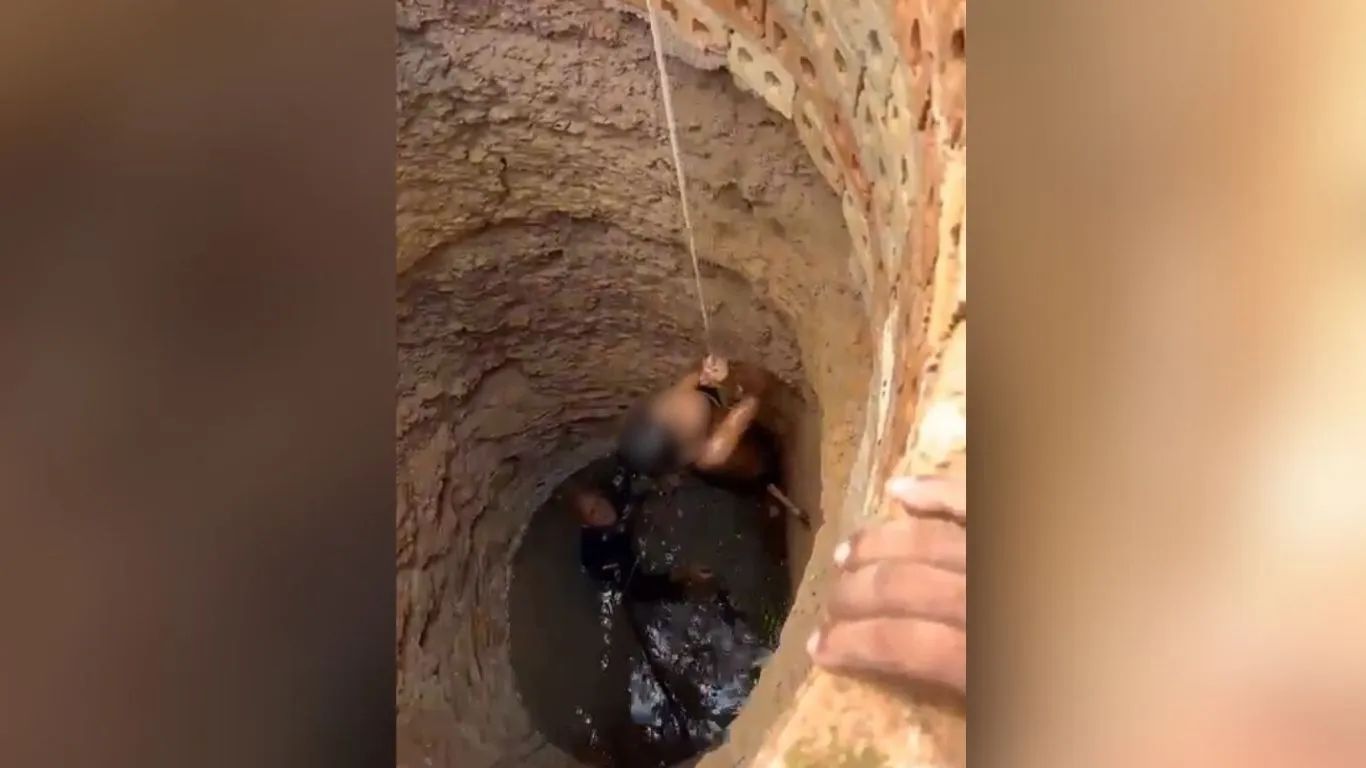 Uma criança foi resgatada após cair em um poço