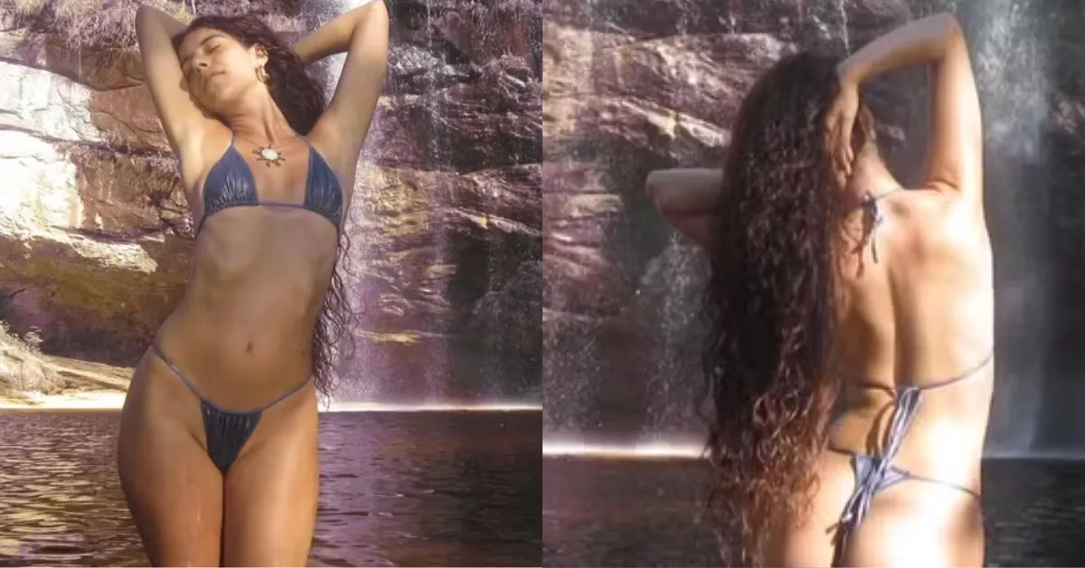 Marina Sena curte dia de descanso em cachoeira de Minas Gerais e compartilha momentos de férias com amigas.