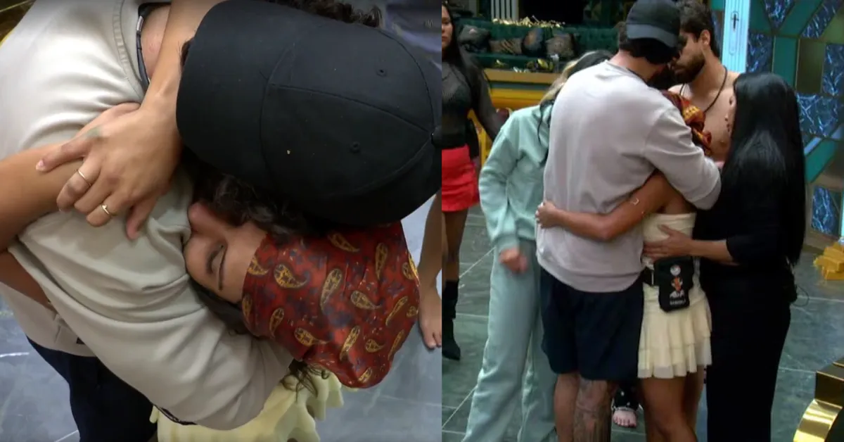 Gabriela é abraçada pelos brothers após retornar para a casa do BBB 26.