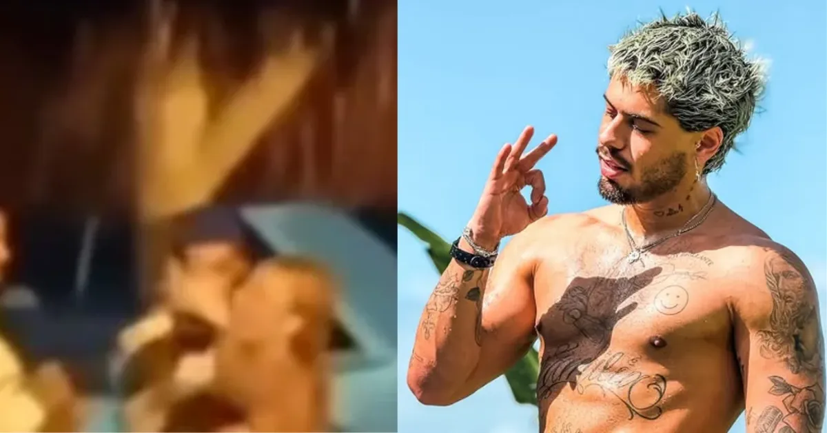 Zé Felipe durante gravação de clipe em Angra dos Reis; cantor foi flagrado em clima íntimo com influenciadora nos bastidores.