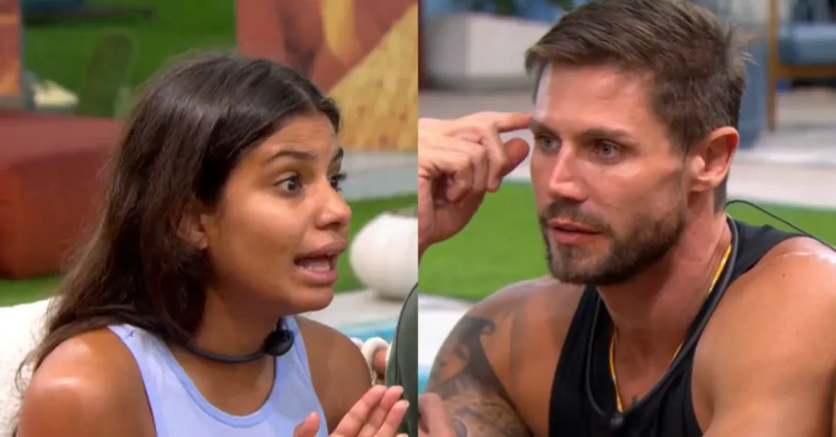 Gabriela discute com Jonas e joga a pulseira do VIP no gramado após desentendimento na área externa do BBB 26.