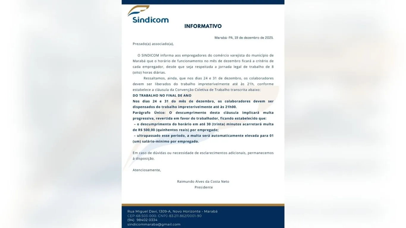 Para quem deixou os presentes e os itens da ceia para a última hora, o atendimento hoje, dia 24 (véspera de Natal), acontece até as 21h.