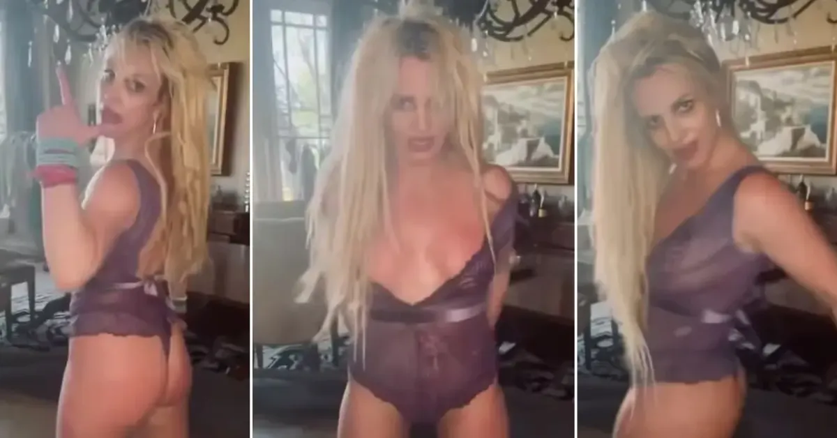 Britney Spears em vídeo publicado nas redes sociais; comportamento recente da cantora tem gerado preocupação entre seguidores.