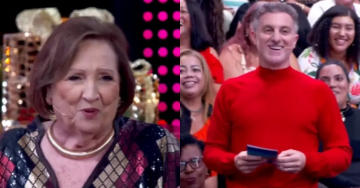 Dona Déa Lúcia arrancou risadas de Luciano Huck e do público ao responder sem rodeios durante o programa deste domingo.