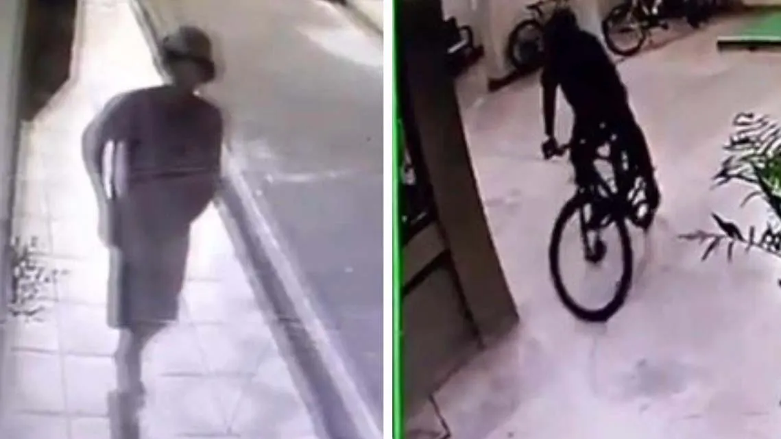 Ladrão chega na calmaria da madrugada para furtar bike