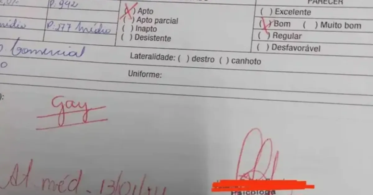 Segundo informações do processo, a anotação foi feita em 2014, no momento do processo seletivo, pela profissional responsável pelo recrutamento.