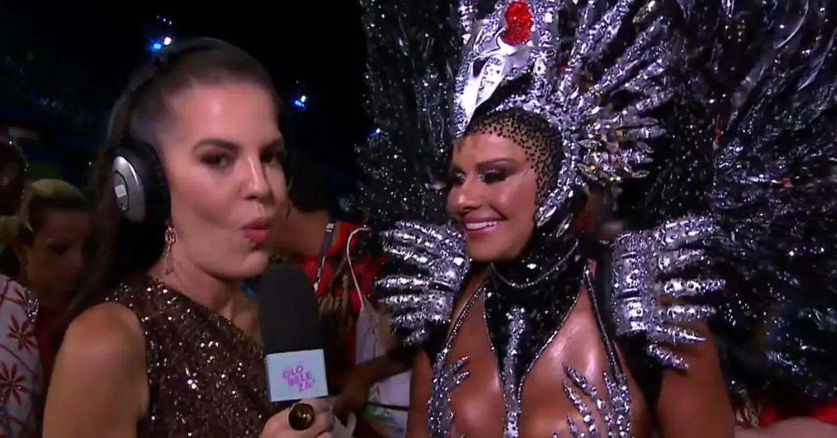 Antes de entrar na avenida como Rainha de Bateria do Acadêmicos do Salgueiro, Viviane foi entrevistada pela jornalista Mariana Gross