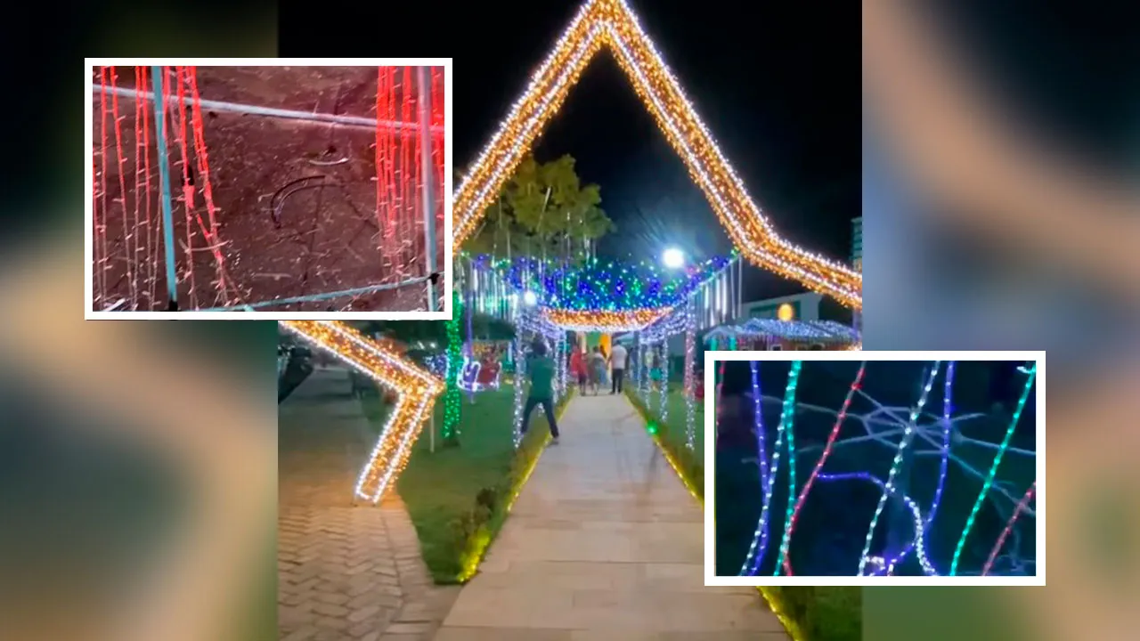 Vândalos furtaram parte da iluminação de Natal deixando as autoridades consternadas