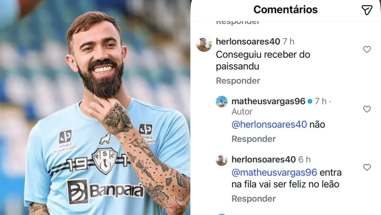 Matheus Vargas responde comentárioem sua rede social.