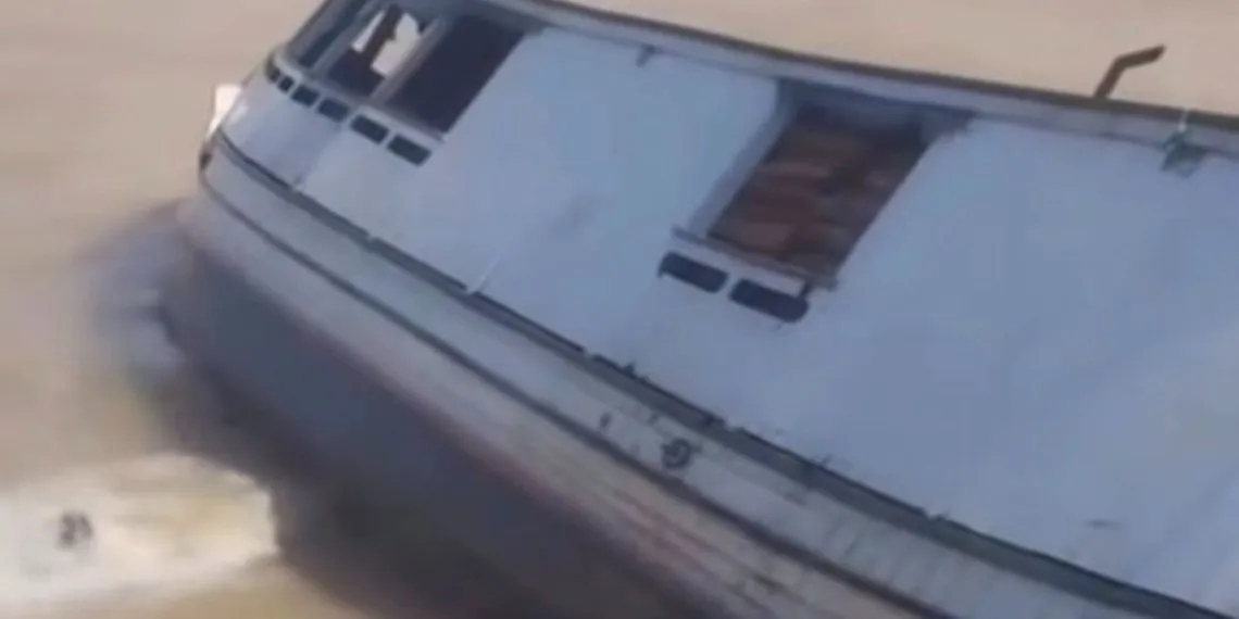 Vídeos feitos por ocupantes de outras embarcações mostram o trabalho intenso para garantir a segurança de todos.