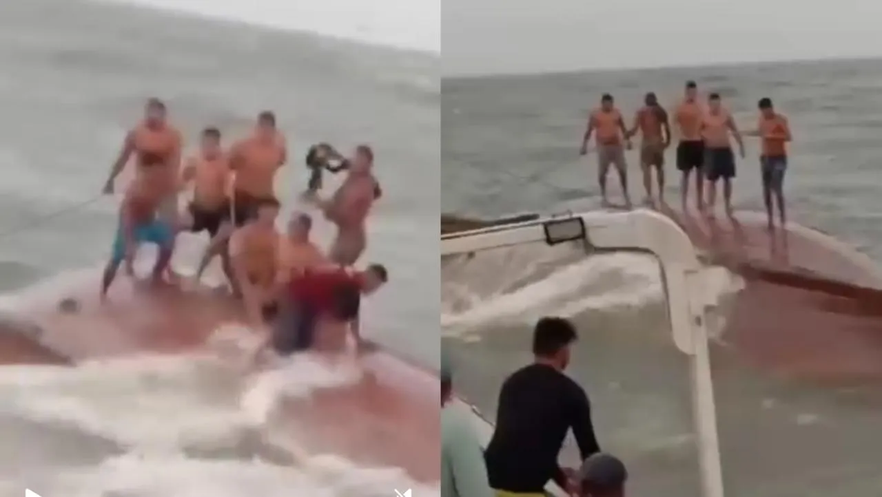 Embarcação que saiu de Vigia naufraga em alto-mar. Veja o vídeo do momento!