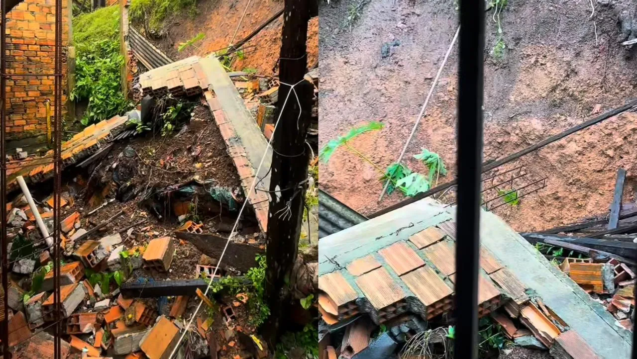 Deslizamento no Distrito de Icoaraci afetou 8 casas durante chuvas no final de semana.