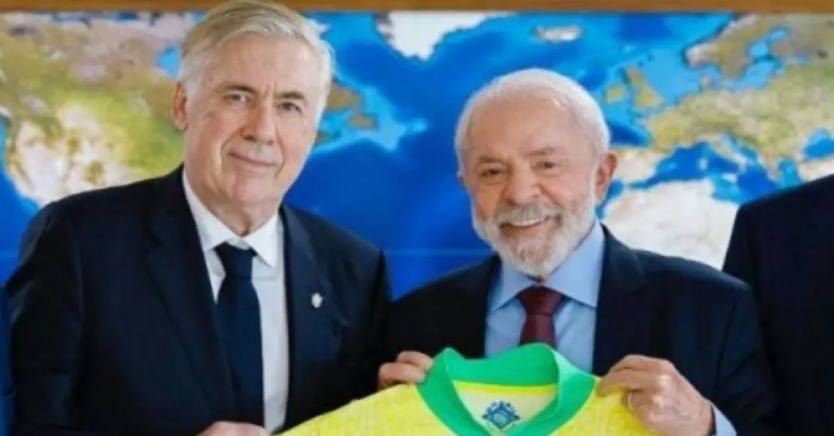 Ancelotti e Lula: o treinador da seleção perguntou a opinião do presidente sobre a convocação de Neymar.