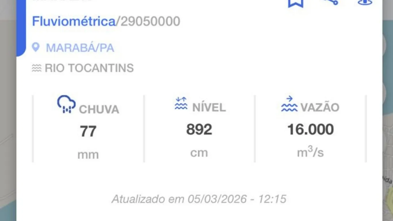 O aumento expressivo no volume de chuvas nas últimas 24 horas colocou as autoridades de Marabá em estado de atenção.