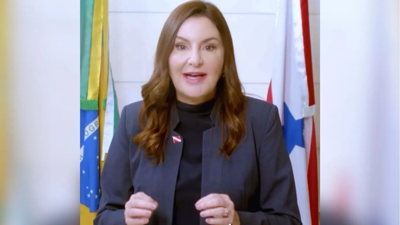 A governadora Hana Ghassan Tuma convoca o público para o festival gospel que acontece hoje em Marabá.