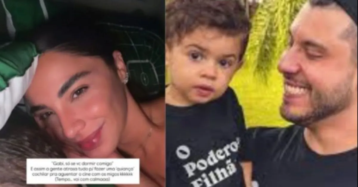 De acordo com Gabriela, o pequeno Léo pediu que ela dormisse ao seu lado antes de saírem para um compromisso.