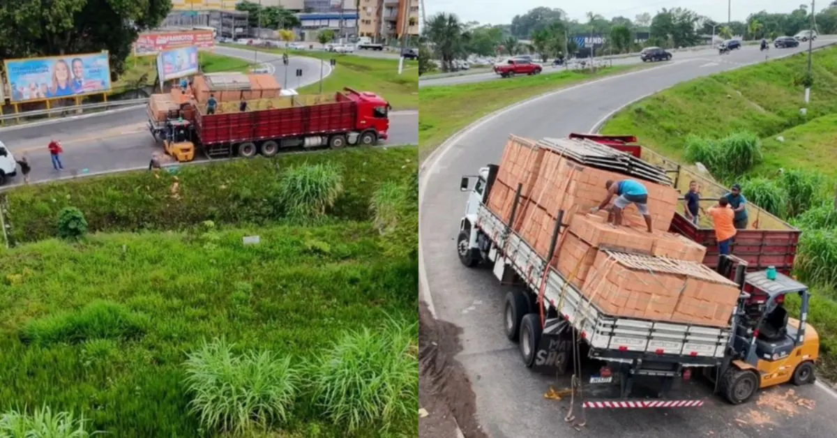 Apesar do quase tombamento, não houve registro de feridos.