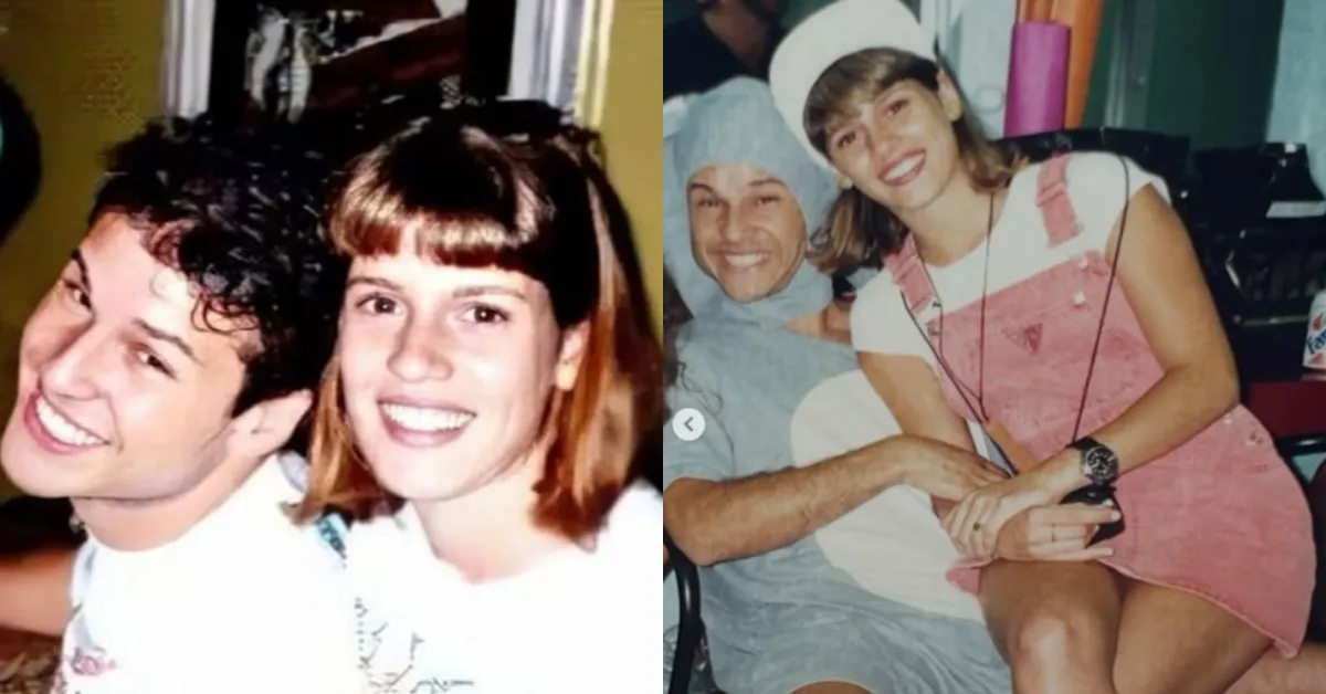 Valeria Zoppello compartilha registros inéditos ao lado de Dinho em homenagem aos 30 anos da morte dos Mamonas Assassinas.