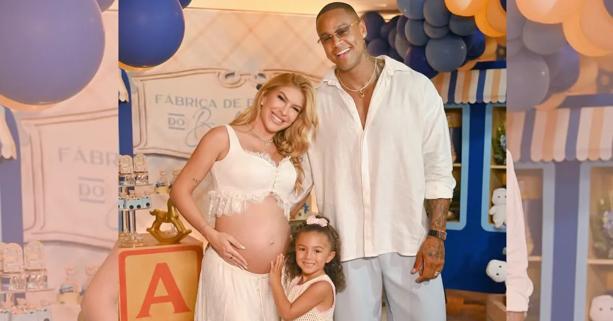 Lore Improta e Léo Santana celebram a chegada de Levi em chá de bebê intimista com familiares e amigos em Salvador.