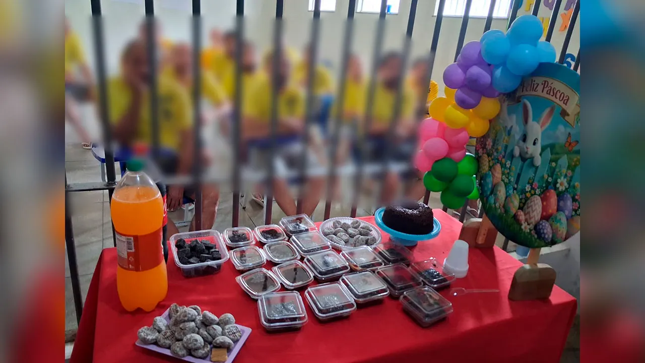 Internos e corpo docente reunidos durante momento de reflexão e partilha na Unidade de Custódia de Redenção.