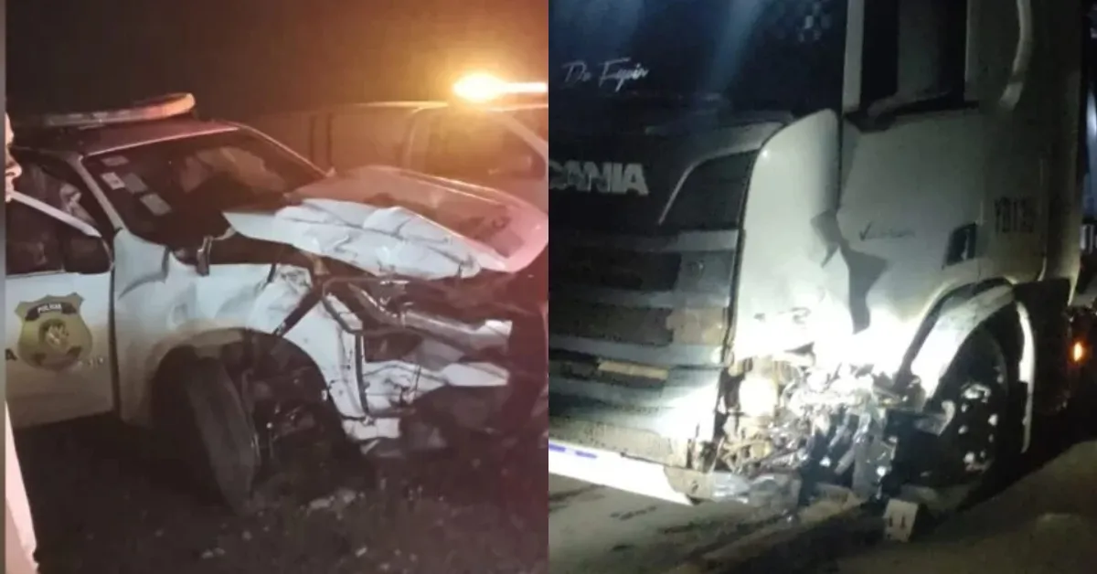 Parte da frente da viatura ficou destruída