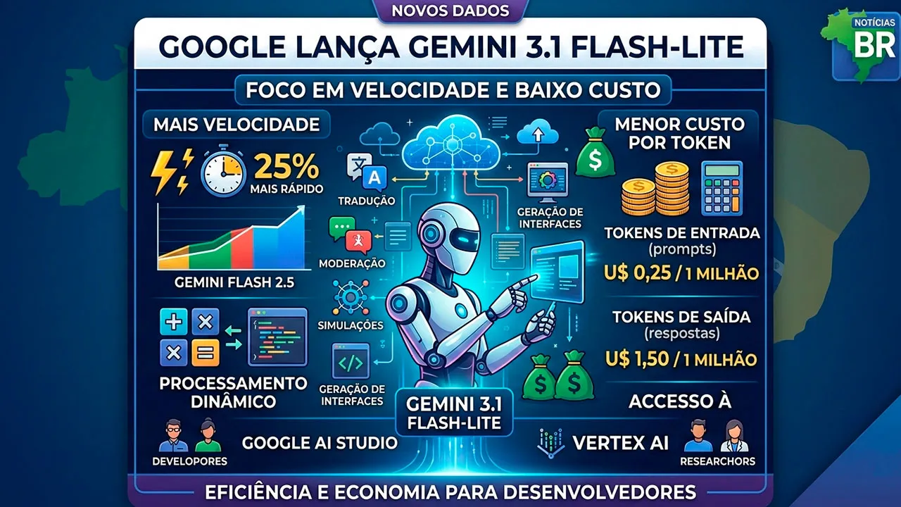 Interface do Google AI Studio demonstrando o tempo de resposta reduzido do novo Gemini 3.1 Flash-Lite.