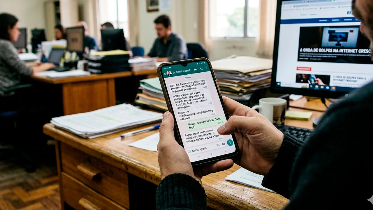 Mensagens fraudulentas no WhatsApp simulam perfis profissionais para induzir vítimas a realizarem transferências bancárias.