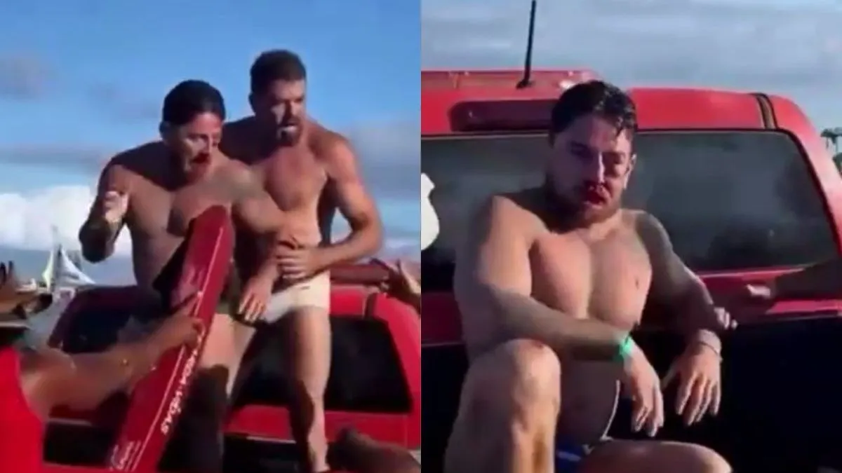 Casal foi retirado do local com ajuda de guarda-vidas civis e levado à delegacia.