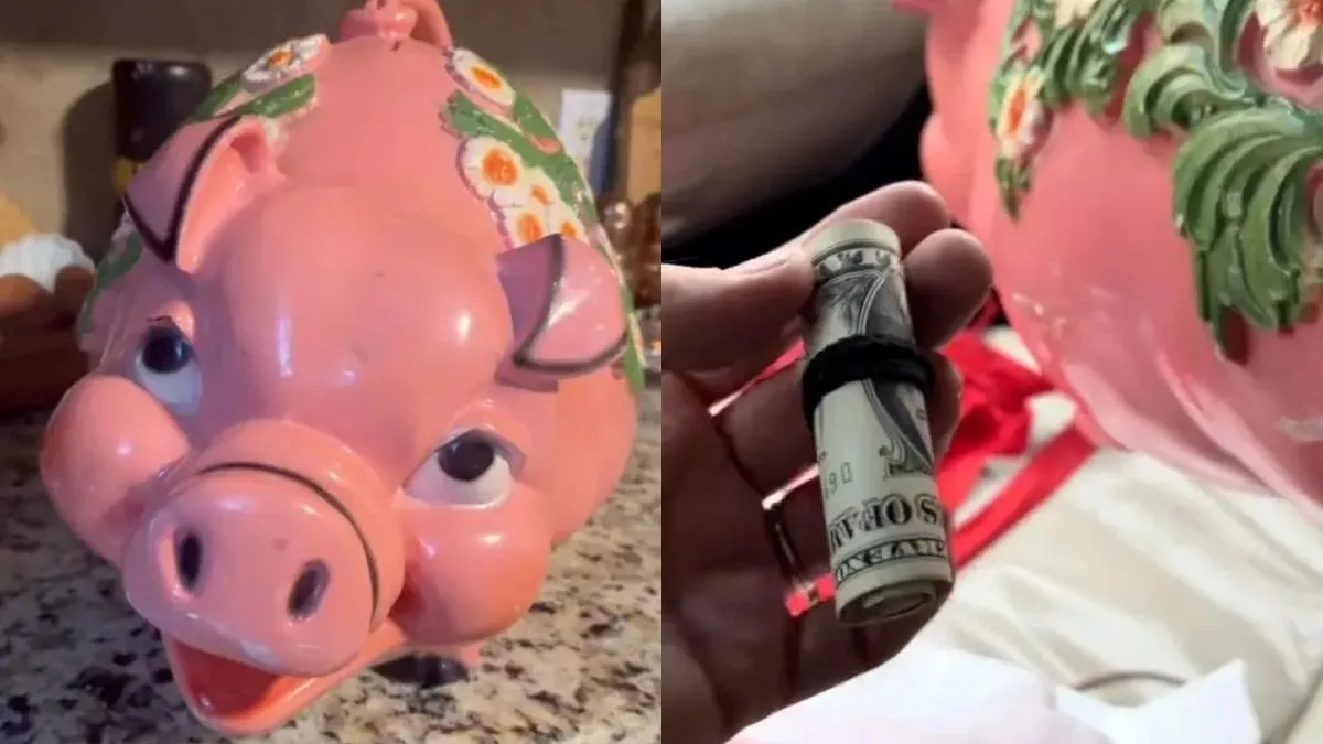 Quando abriu o objeto, a mulher encontrou os oito pacotes de dinheiro, que estavam dobrados e presos com os elásticos.