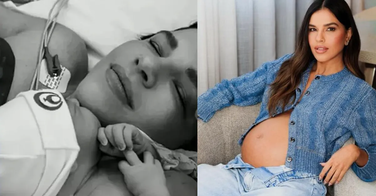 Mariana Rios anuncia o nascimento de Palo, seu primeiro filho com Juca Diniz, em publicação nas redes sociais.