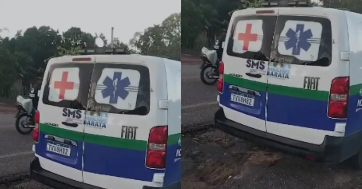 Segundo relatos compartilhados junto ao vídeo, a ambulância faria o deslocamento de pacientes até Castanhal.