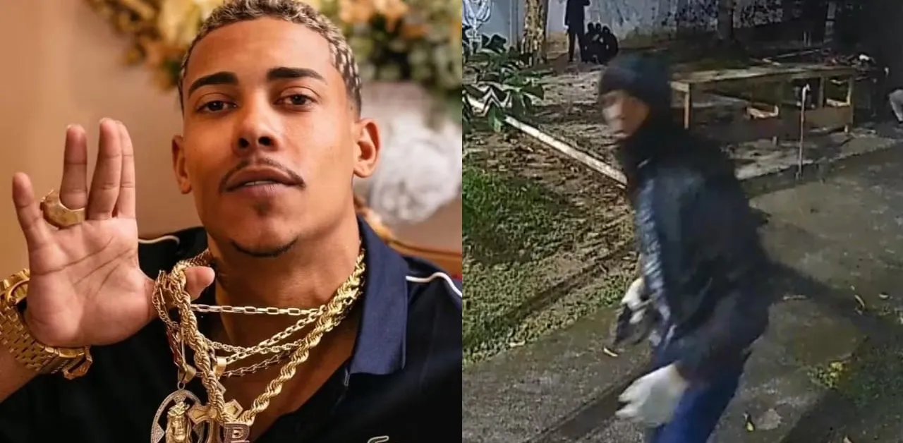 Câmeras registraram a ação de criminosos armados dentro da residência do cantor durante a madrugada.