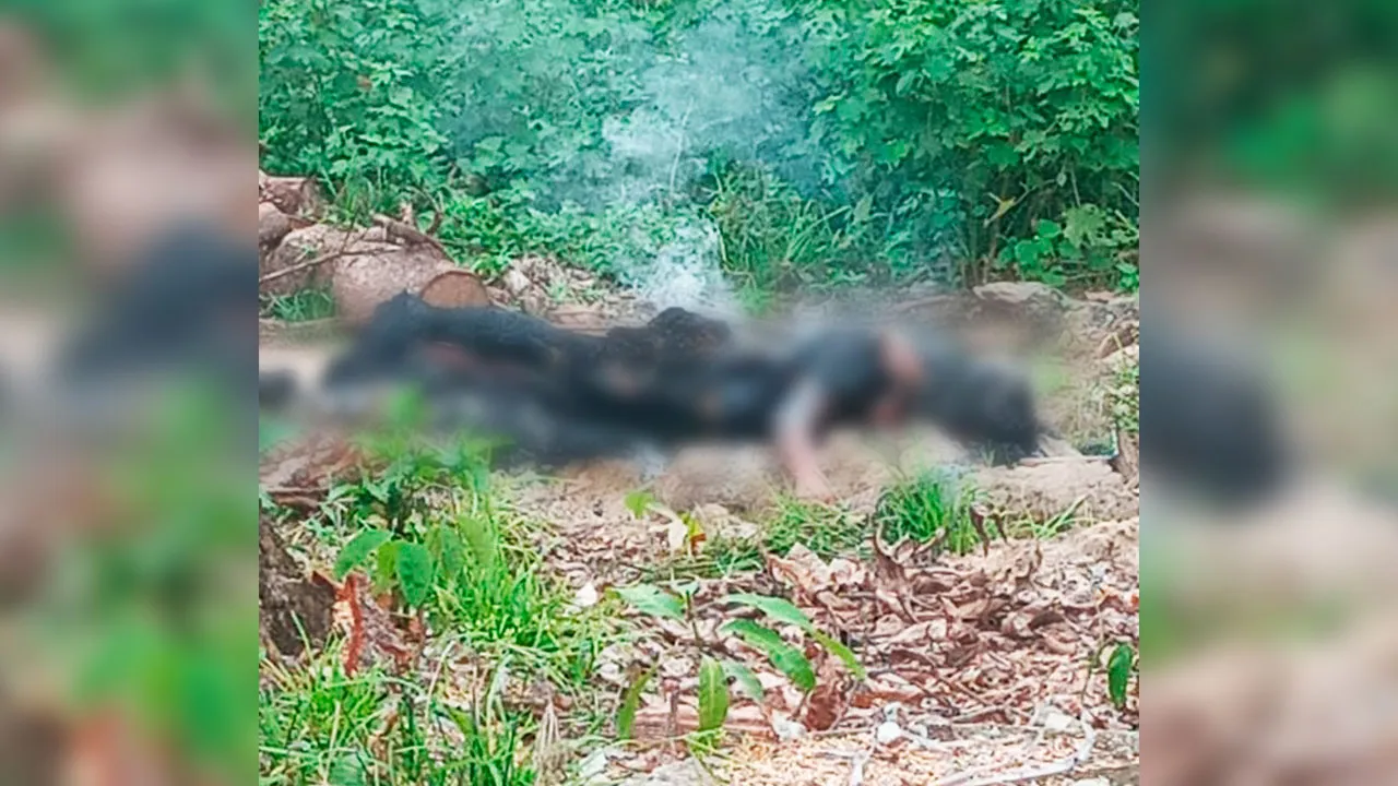 Perícia técnica trabalha no isolamento da área onde o corpo de Maria do Socorro foi localizado na manhã desta terça-feira.