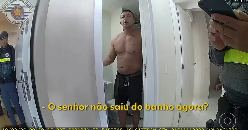 As imagens que ajudaram na investigação do caso são das câmeras corporais de policiais que atenderam a ocorrência