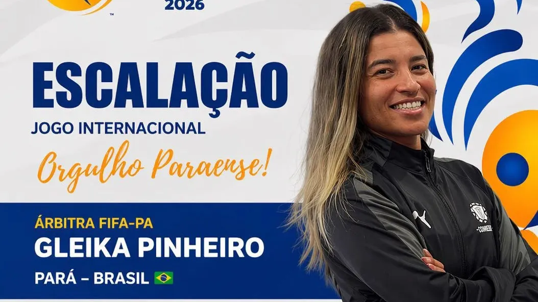 Gleika Pinheiro faz história como a primeira árbitra do Pará com escudo da FIFA em partida internacional.