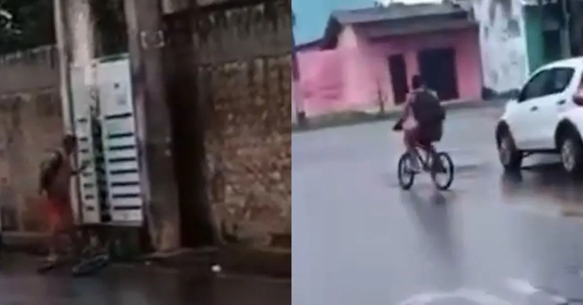 Homem é flagrado tentando furtar cabos elétricos no Tenoné, provoca curto-circuito e foge de bicicleta após ser repreendido por moradores em Belém