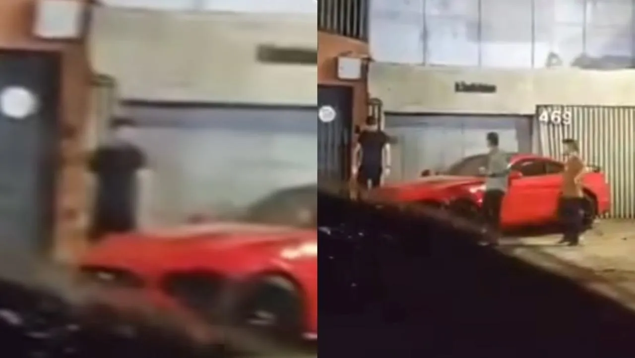 Acidente com Ford Mustang em Belém: motorista perde controle e colide com dois carros.