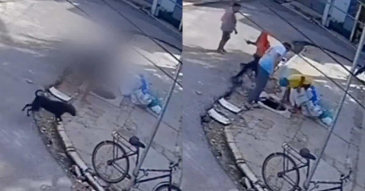 Homem cai em bueiro sem tampa no bairro do Jurunas, em Belém; vídeo da cena repercutiu nas redes sociais.