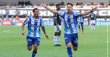 Caio Mello comemora o primeiro gol bicolor no Re-Pa 782, pela decisão do Parazão 2026.