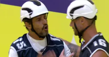 Alberto Cowboy e Jonas Sulzbach na Prova do Líder que durou 26 horas.