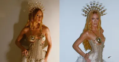 Marina Ruy Barbosa acompanha os desfiles do Grupo Especial na Sapucaí e responde com bom humor às críticas sobre sua aparência nas redes sociais.