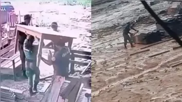 Imagens de câmeras de segurança, que circulam nas redes sociais, mostram a movimentação dos móveis durante a ação
