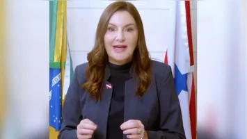 A governadora Hana Ghassan Tuma convoca o público para o festival gospel que acontece hoje em Marabá.